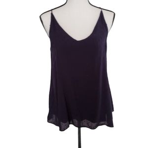 LOFT navy blue swiss dot swing tank top